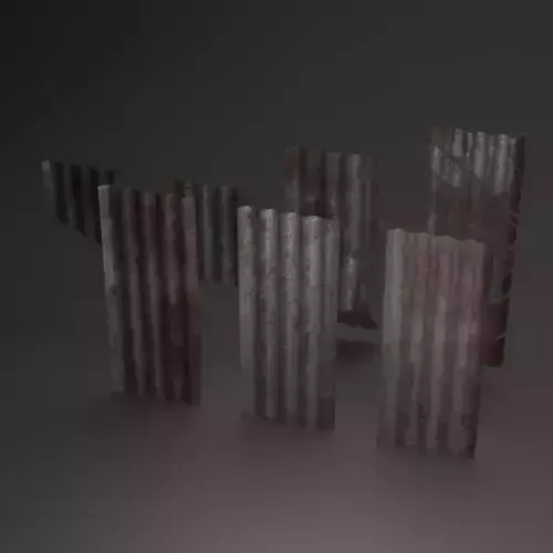 PBR roof rusty corrugated metal sheet Low-poly 3D model