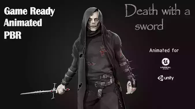Death with a sword Low-poly 3D model