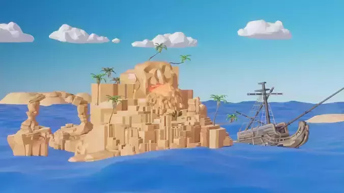 Skull island lowpoly