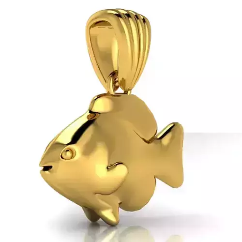 Gold Fish Pendant necklace charm 3d Model