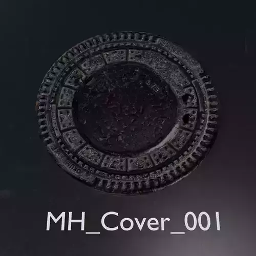 14 Pieces Manhole Covers Low-poly 3D model