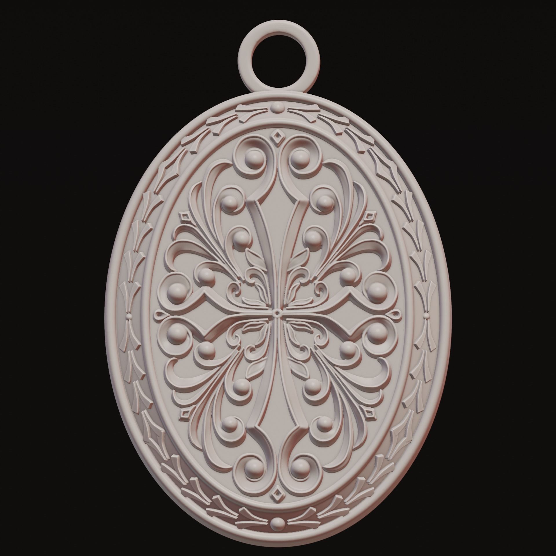 Oval pendant 3D print model_5