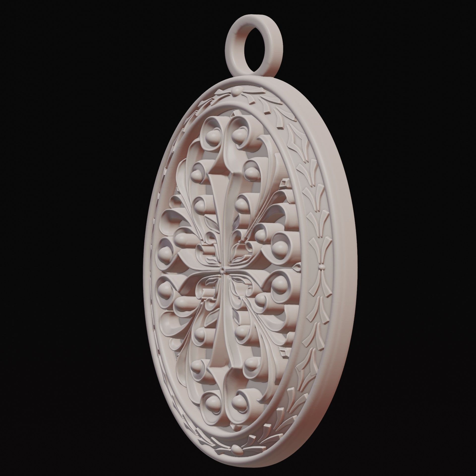 Oval pendant 3D print model_6