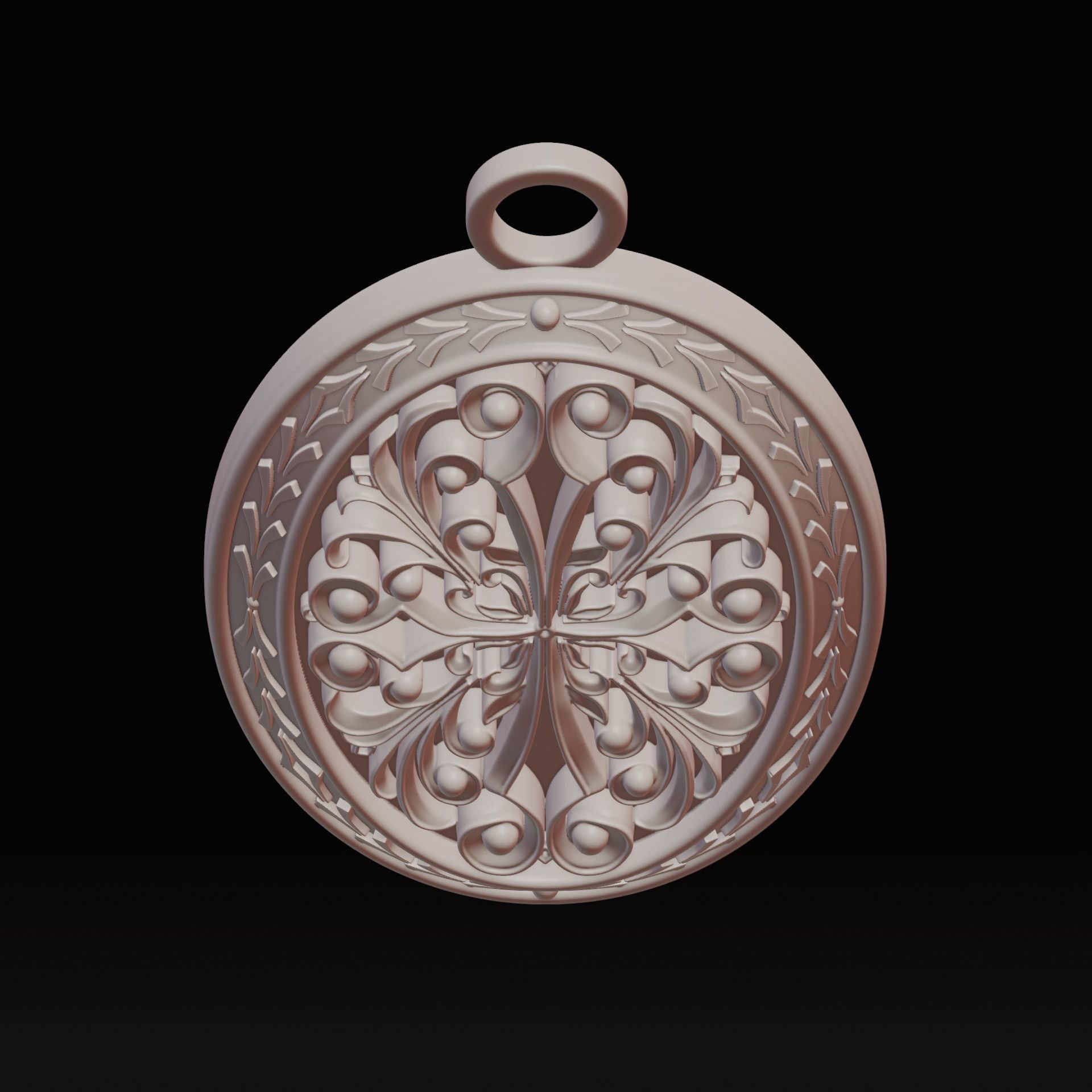 Oval pendant 3D print model_7