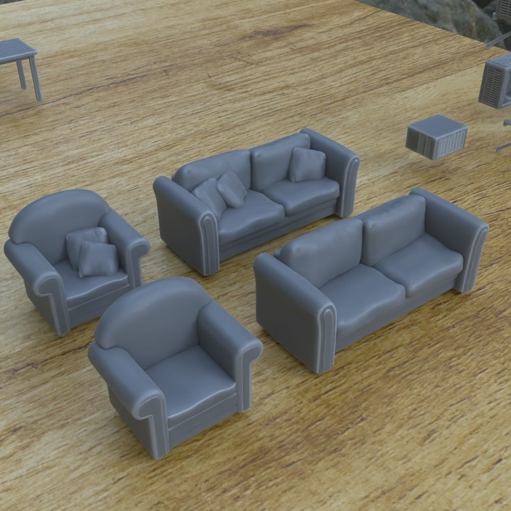 INDOOR FURNITURE 1-35 FOR DIORAMA MINIATURE SUPPORTED STL 3D print model_1