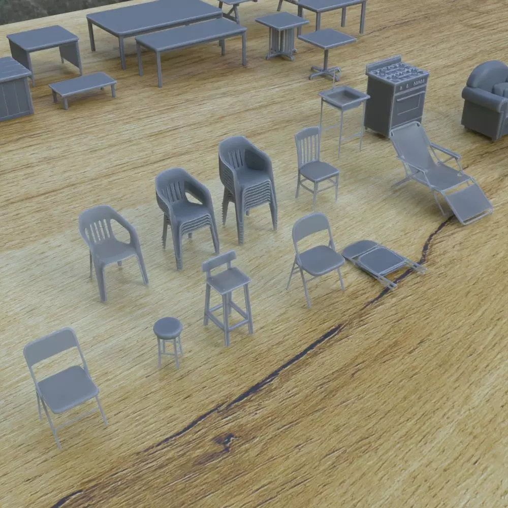 INDOOR FURNITURE 1-35 FOR DIORAMA MINIATURE SUPPORTED STL 3D print model_0