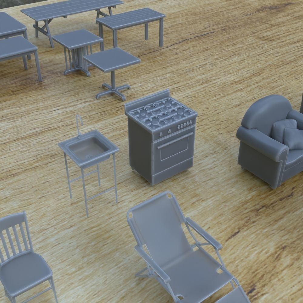 INDOOR FURNITURE 1-35 FOR DIORAMA MINIATURE SUPPORTED STL 3D print model_5