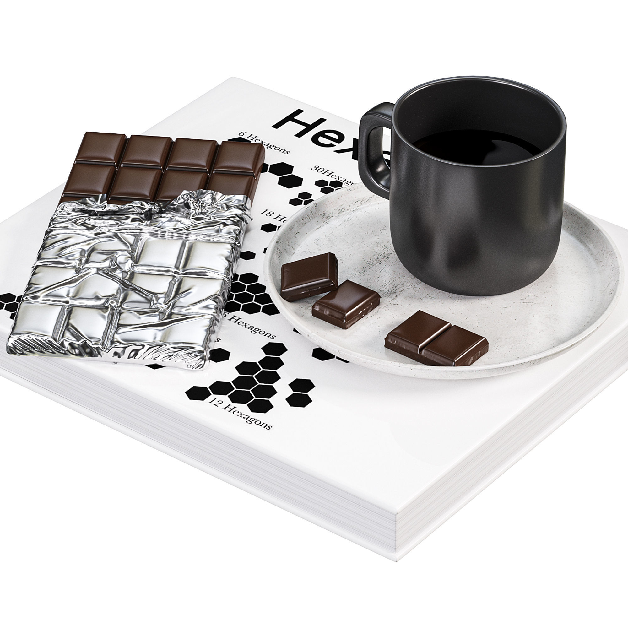 Coffee table decor set 3D model_2