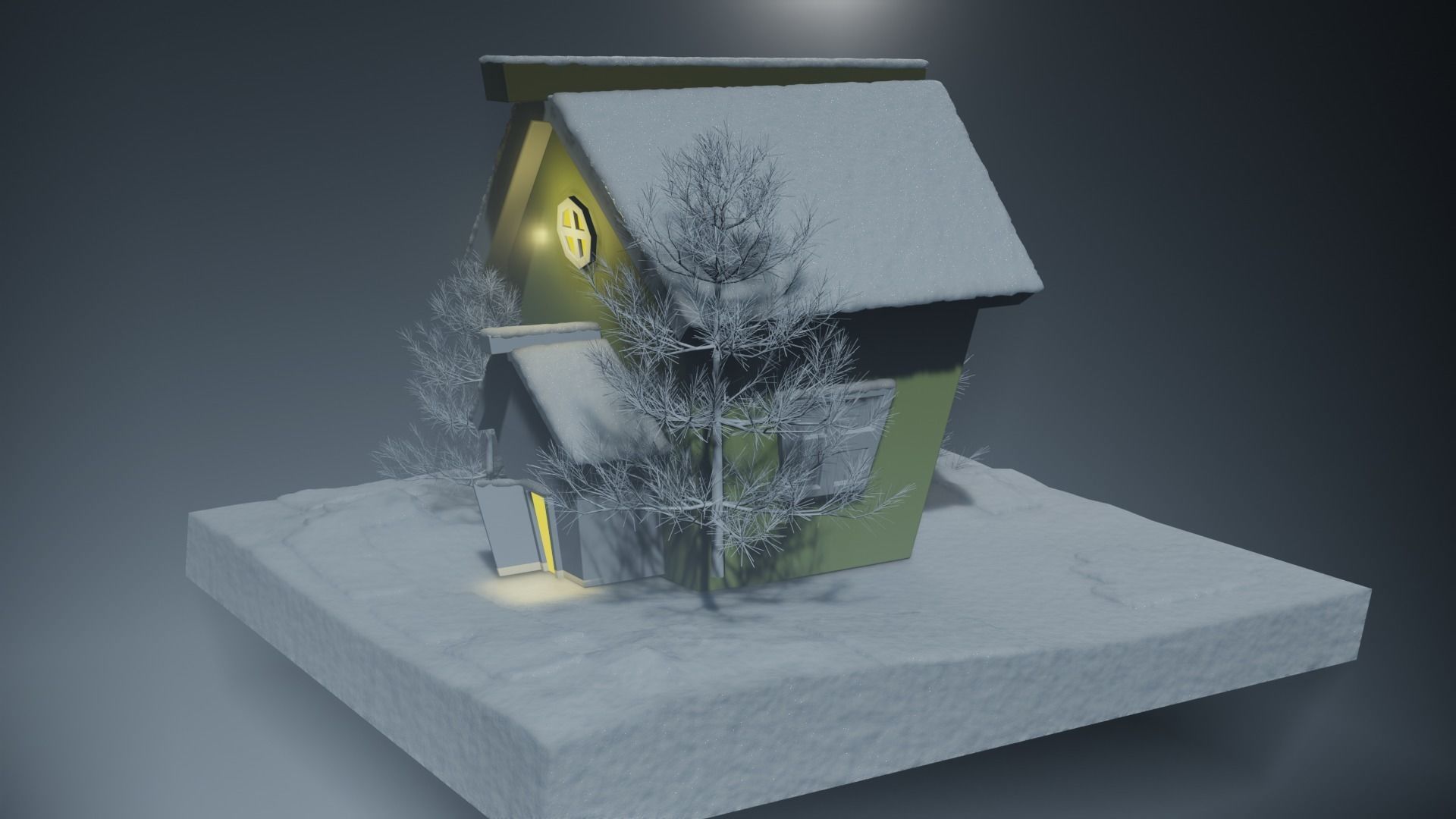 SNOWY Winter House Low-poly 3D model_2