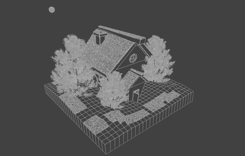 SNOWY Winter House Low-poly 3D model_6