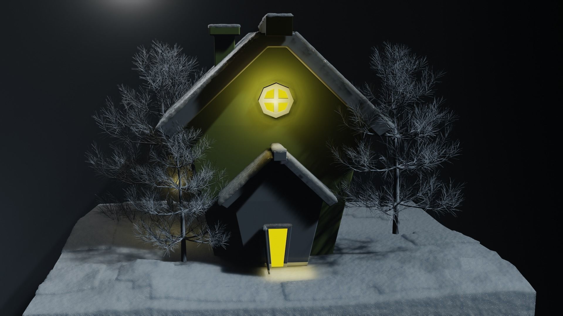 SNOWY Winter House Low-poly 3D model_1
