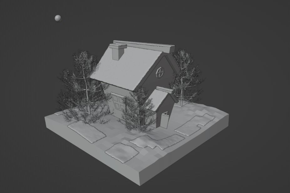 SNOWY Winter House Low-poly 3D model_4