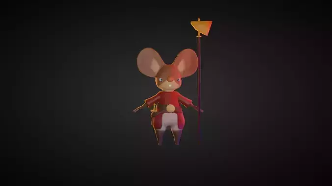 Character rabbit holding stick