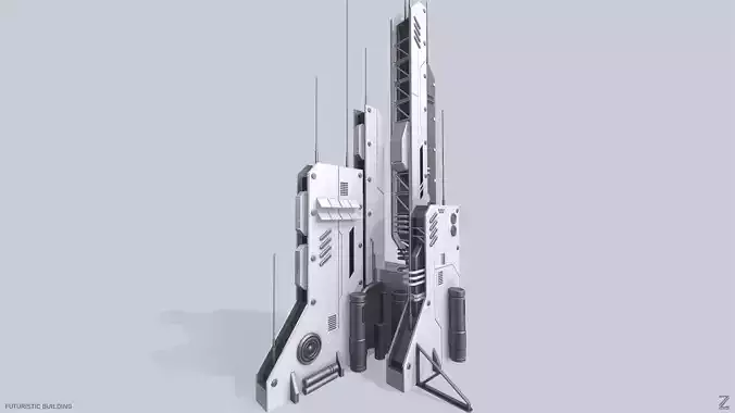Futuristic building Low-poly 3D model