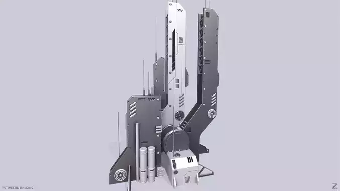 Futuristic building Low-poly 3D model