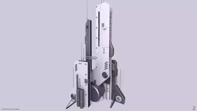 Futuristic building Low-poly 3D model