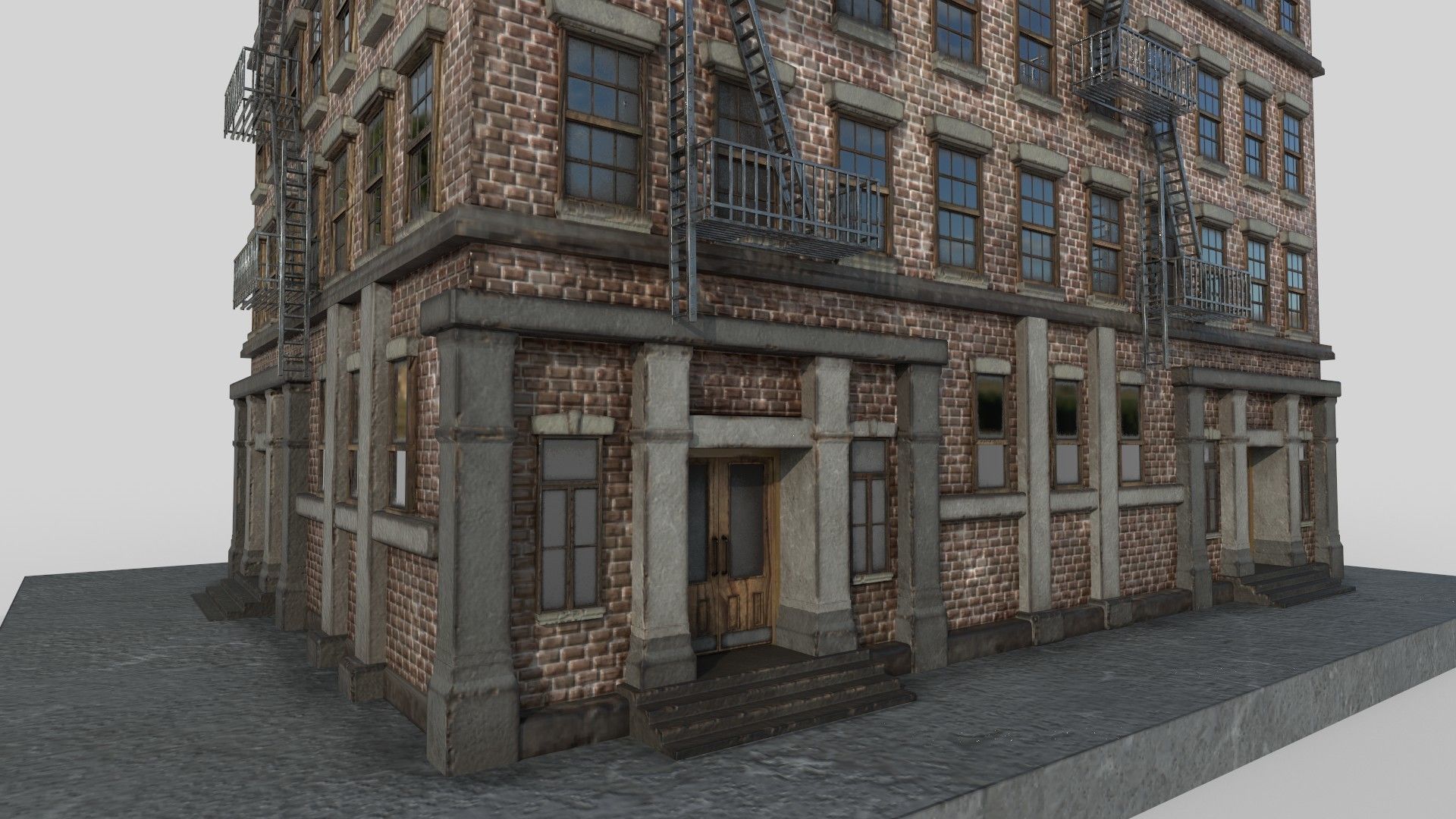 2-10 Old New york buildings Industrial 1930 3D model_4