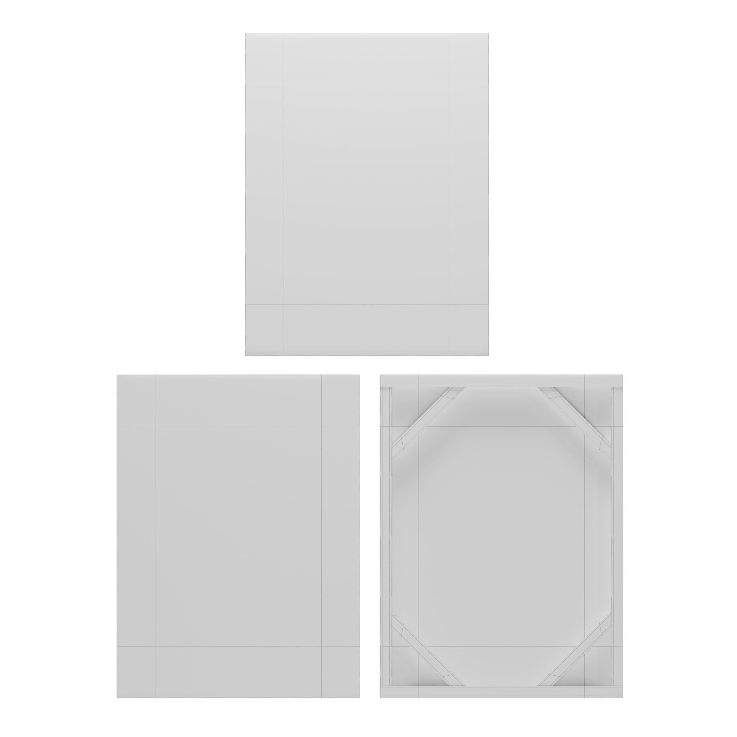 Pictures 6 mockup of empty cardboard boxes Low-poly 3D model_1