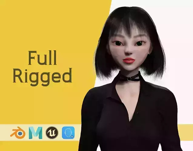 Prestige  Asian girl  Woman RealTime japanese korean Chinese Low-poly 3D model