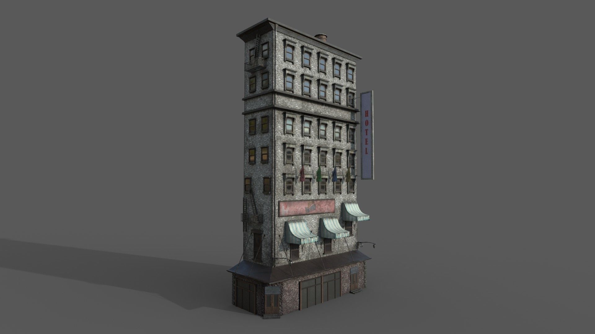 3-10 Old New york buildings Hotel 1930 3D model_2