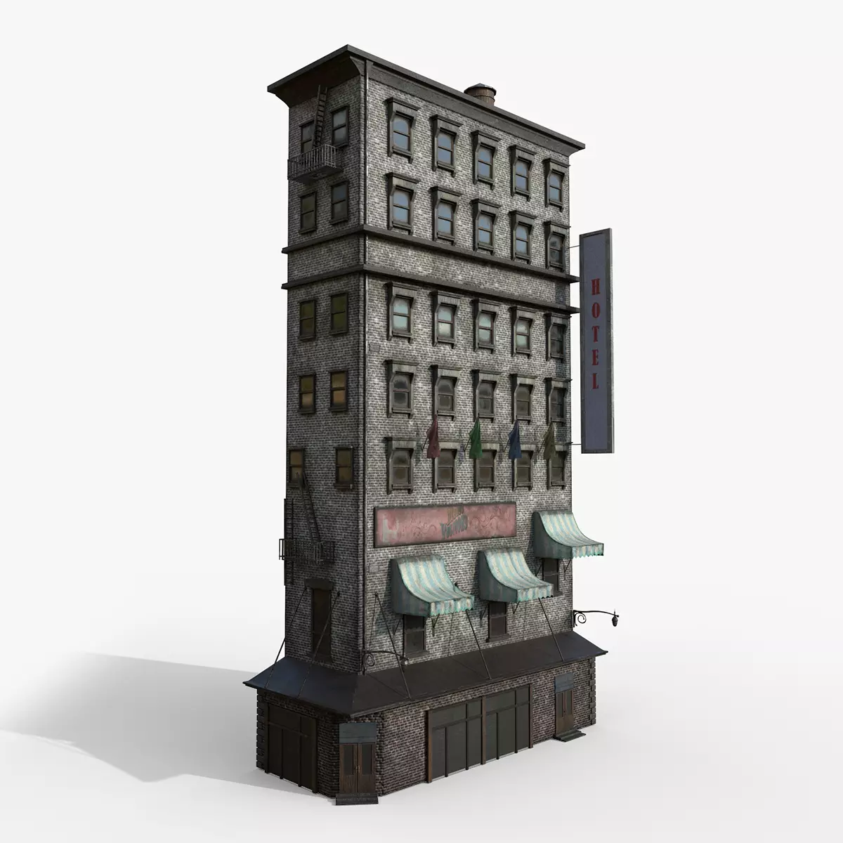 3-10 Old New york buildings Hotel 1930 3D model_0