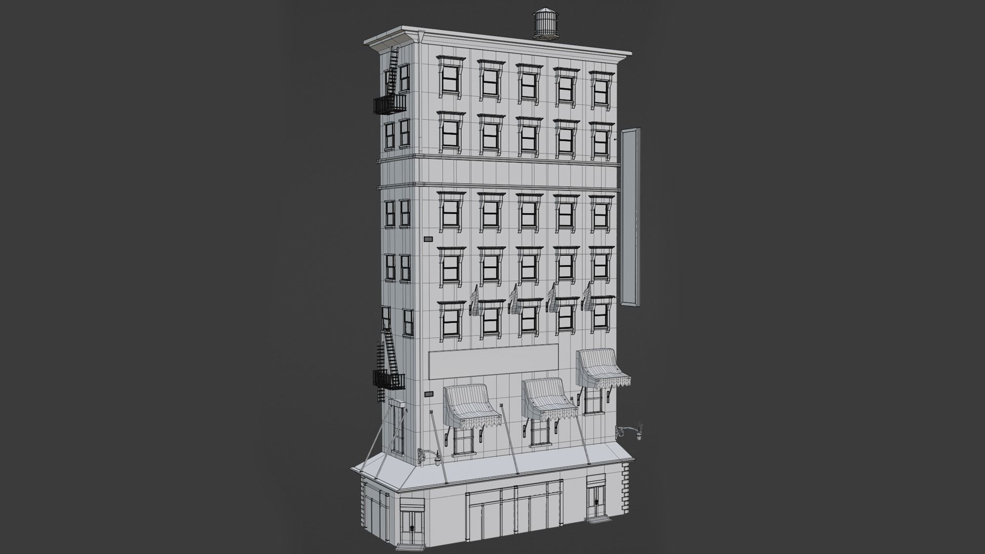 3-10 Old New york buildings Hotel 1930 3D model_8