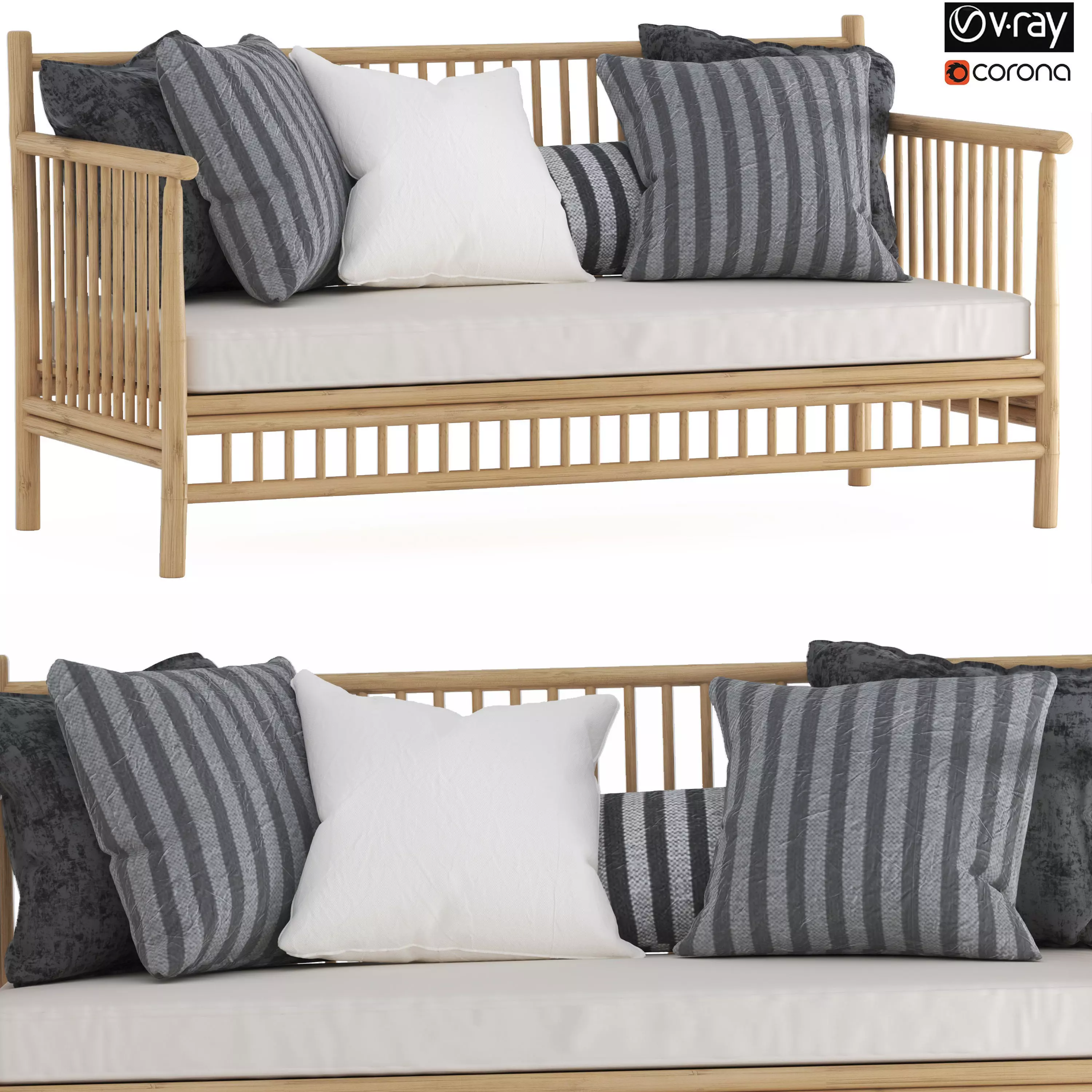 Exotan Bamboo Loungeset-garden bench-02 PRO Royalty free 3D model