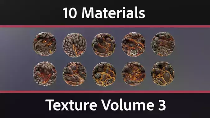 10 Materials Lava Seamless PBR Volume 3 Texture