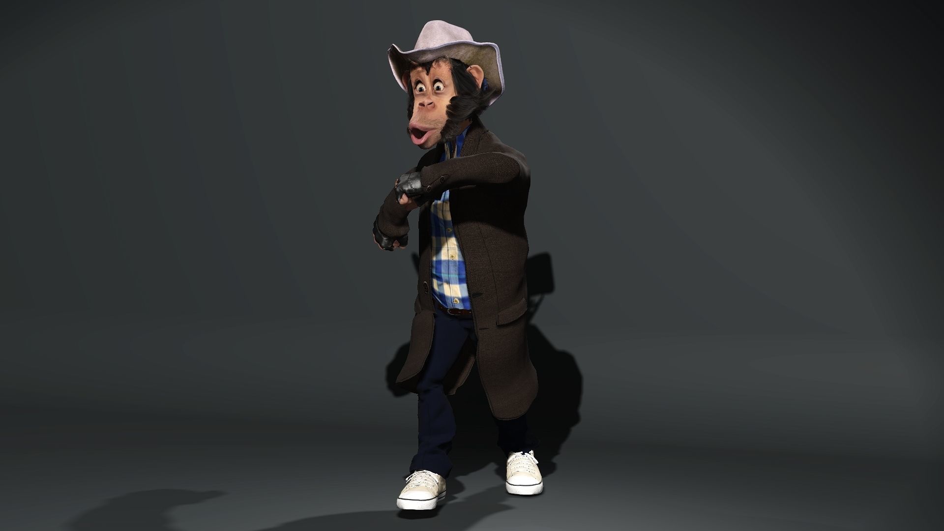 Chimpanzee High quality character full Rigged and Animated 3D model_9
