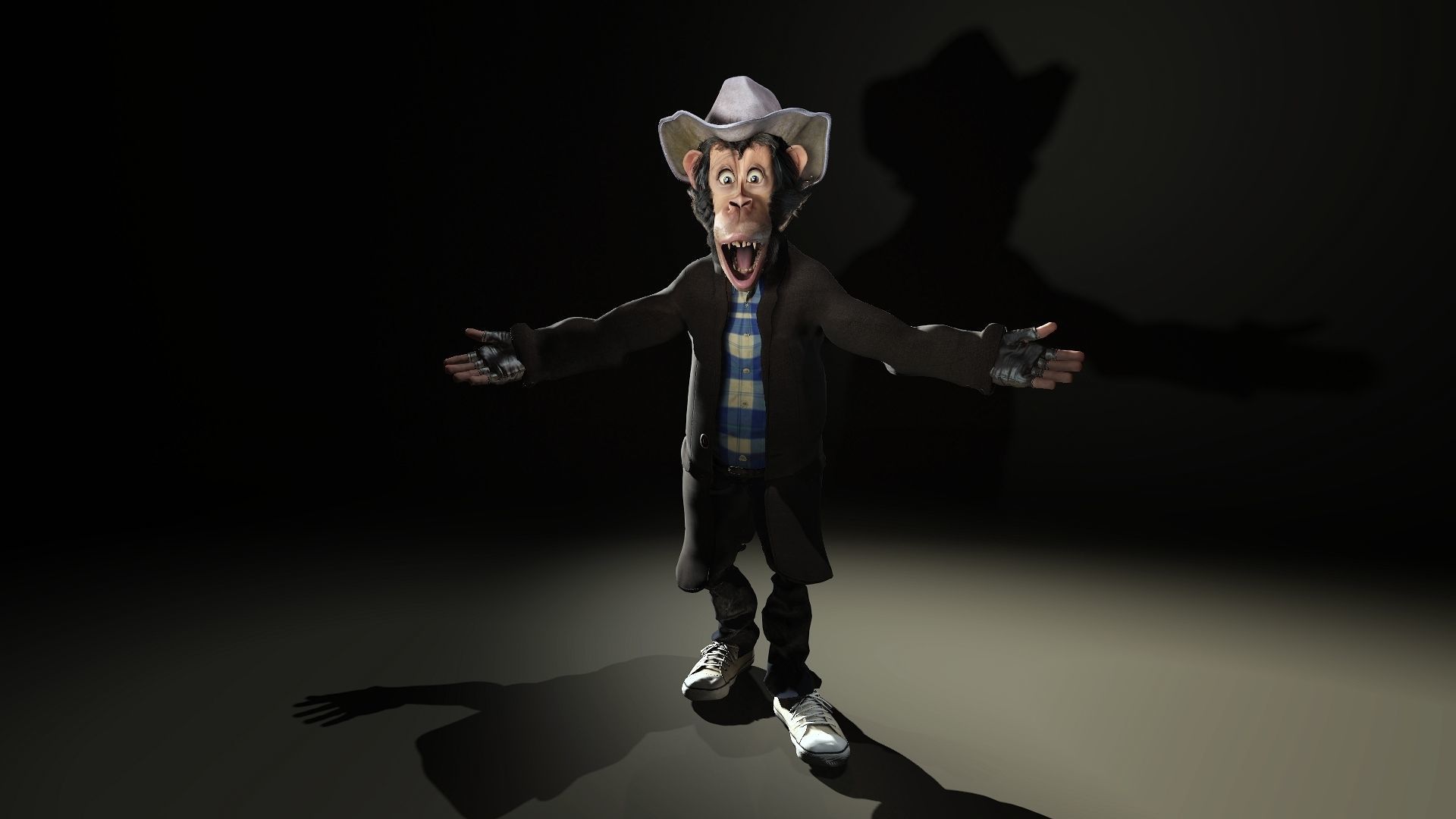 Chimpanzee High quality character full Rigged and Animated 3D model_3