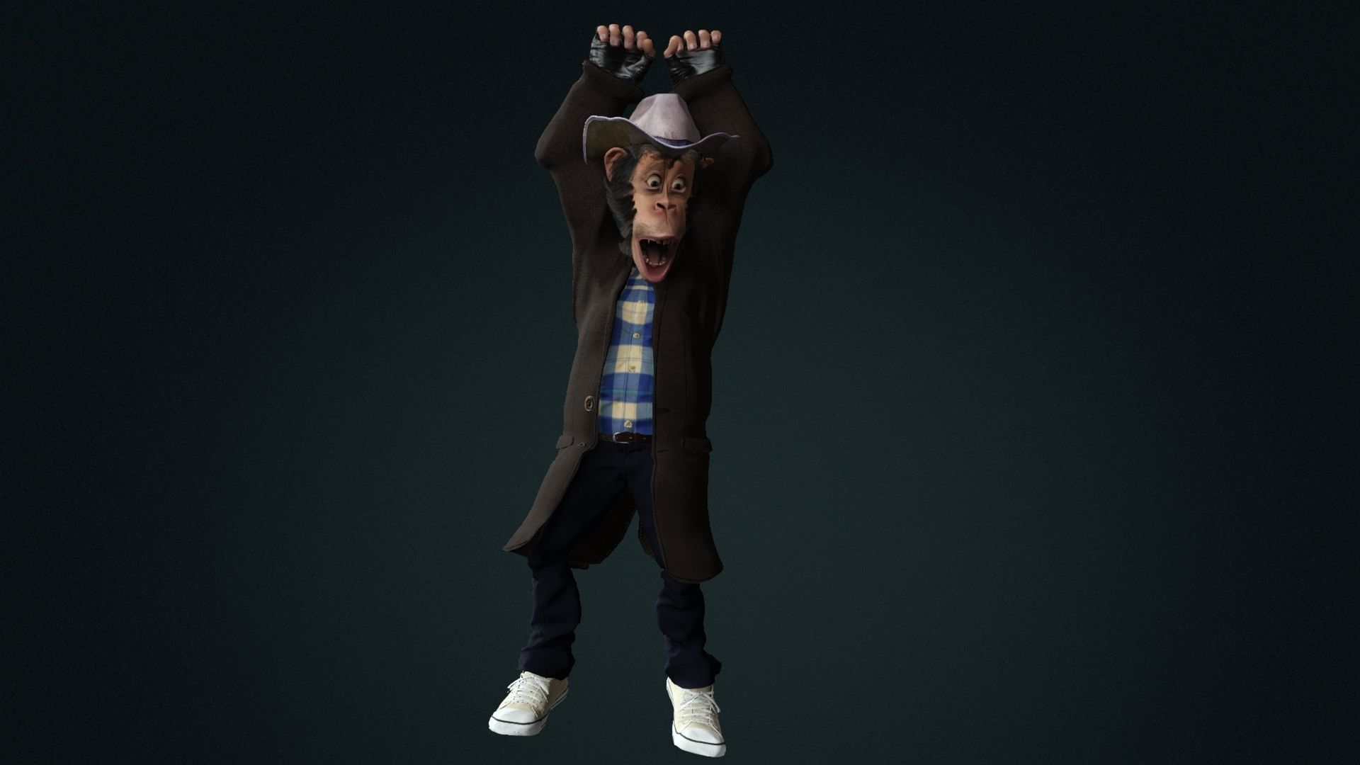 Chimpanzee High quality character full Rigged and Animated 3D model_8