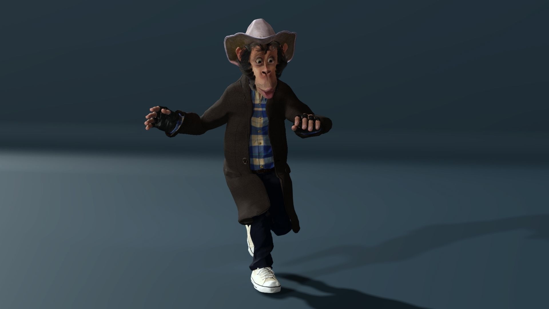 Chimpanzee High quality character full Rigged and Animated 3D model_7