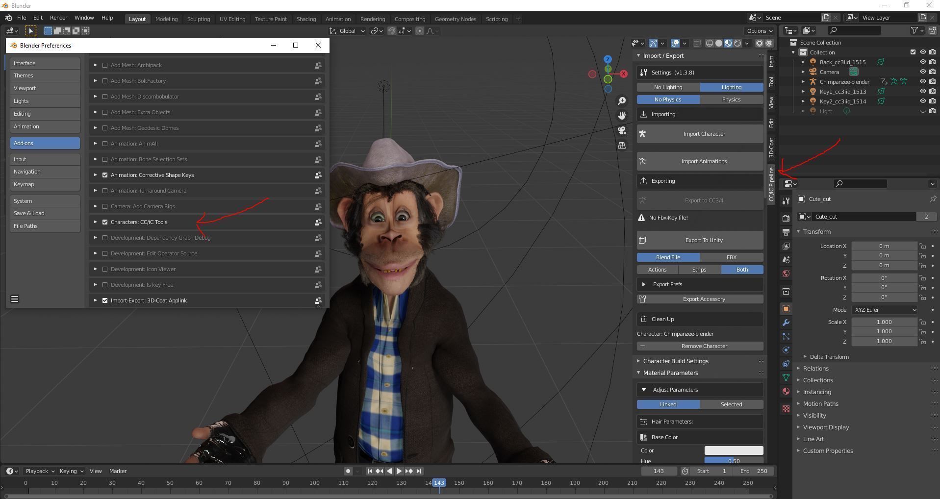 Chimpanzee High quality character full Rigged and Animated 3D model_5