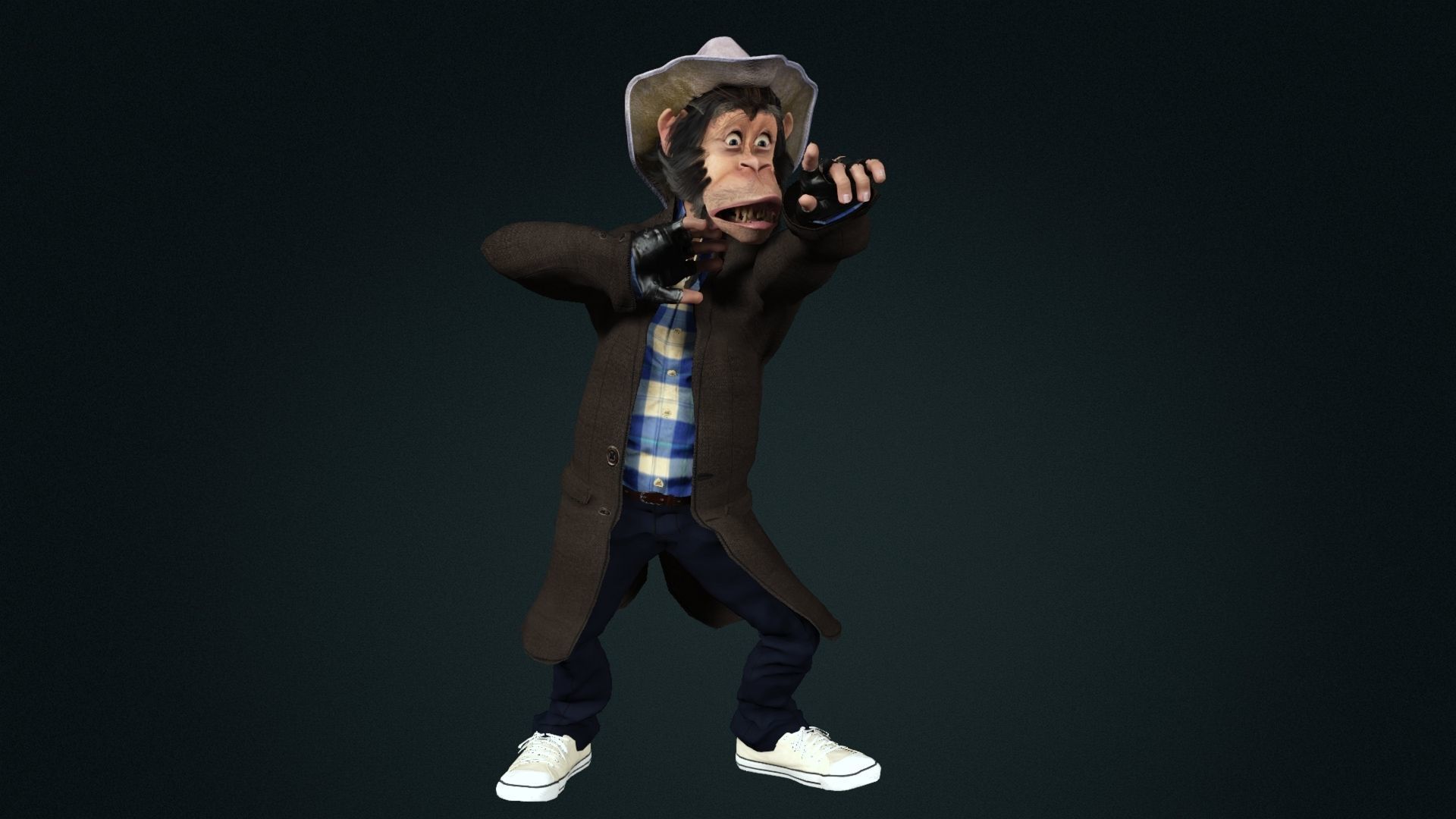 Chimpanzee High quality character full Rigged and Animated 3D model_10