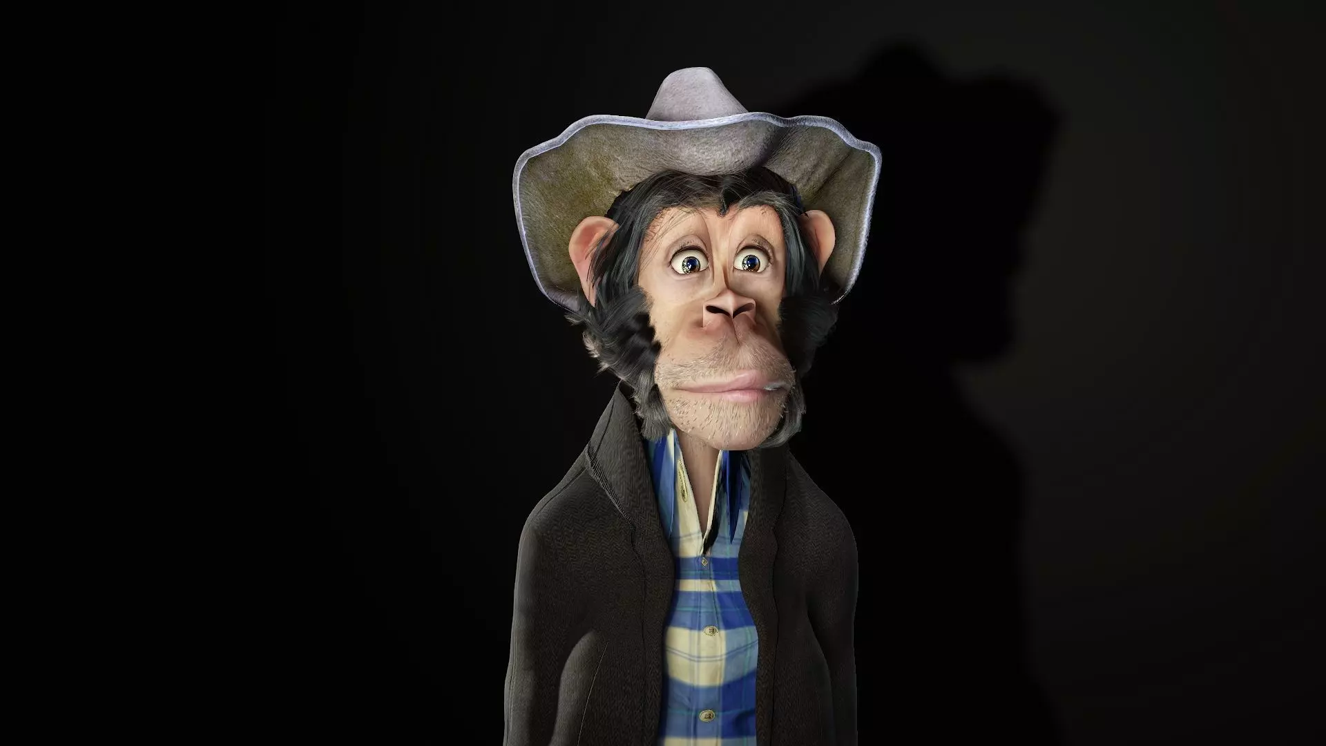 Chimpanzee High quality character full Rigged and Animated 3D model_0