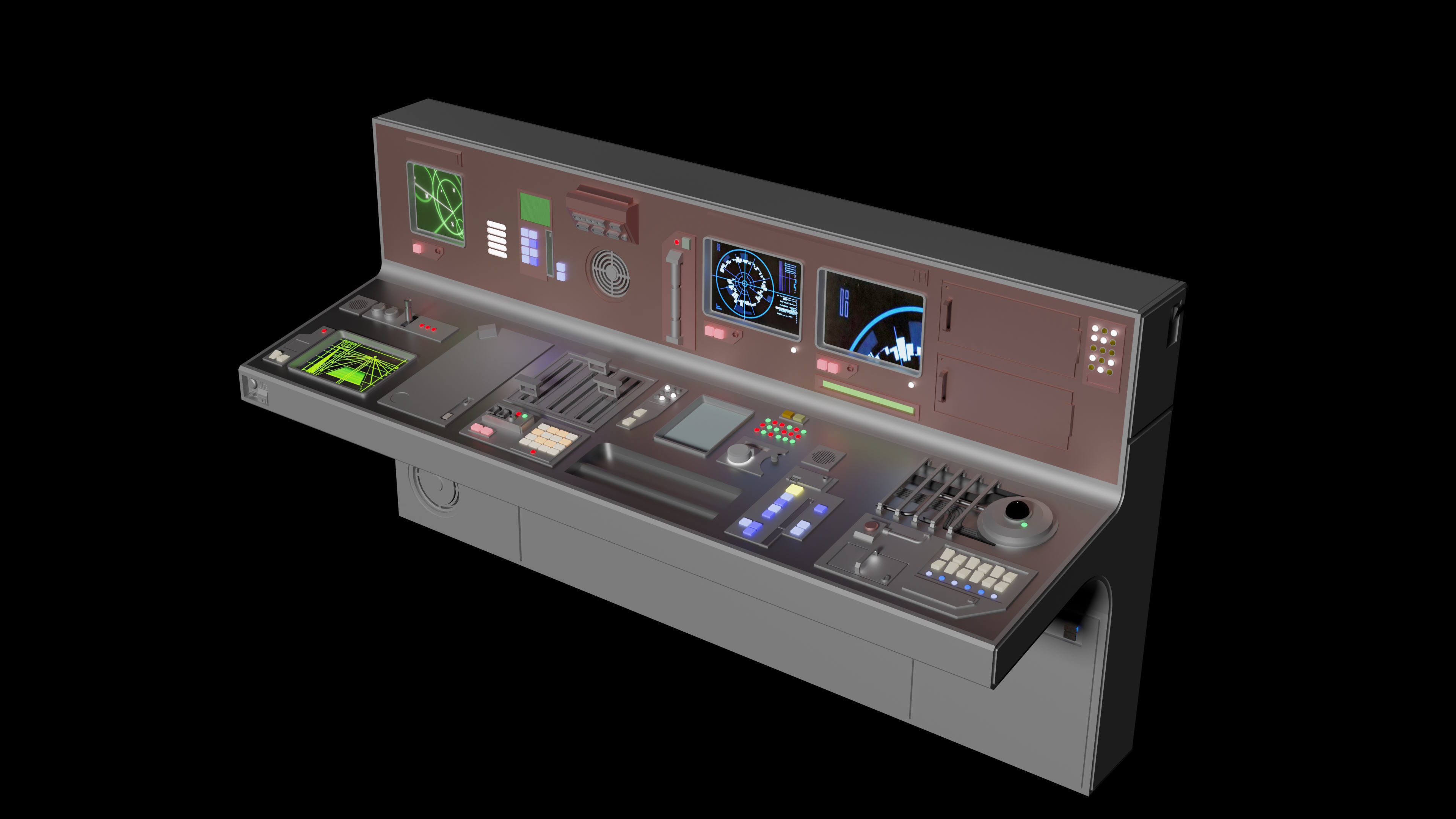 Retro Sci-Fi Computer Stations - Control Panels Kit - 5 Models   3D model_7