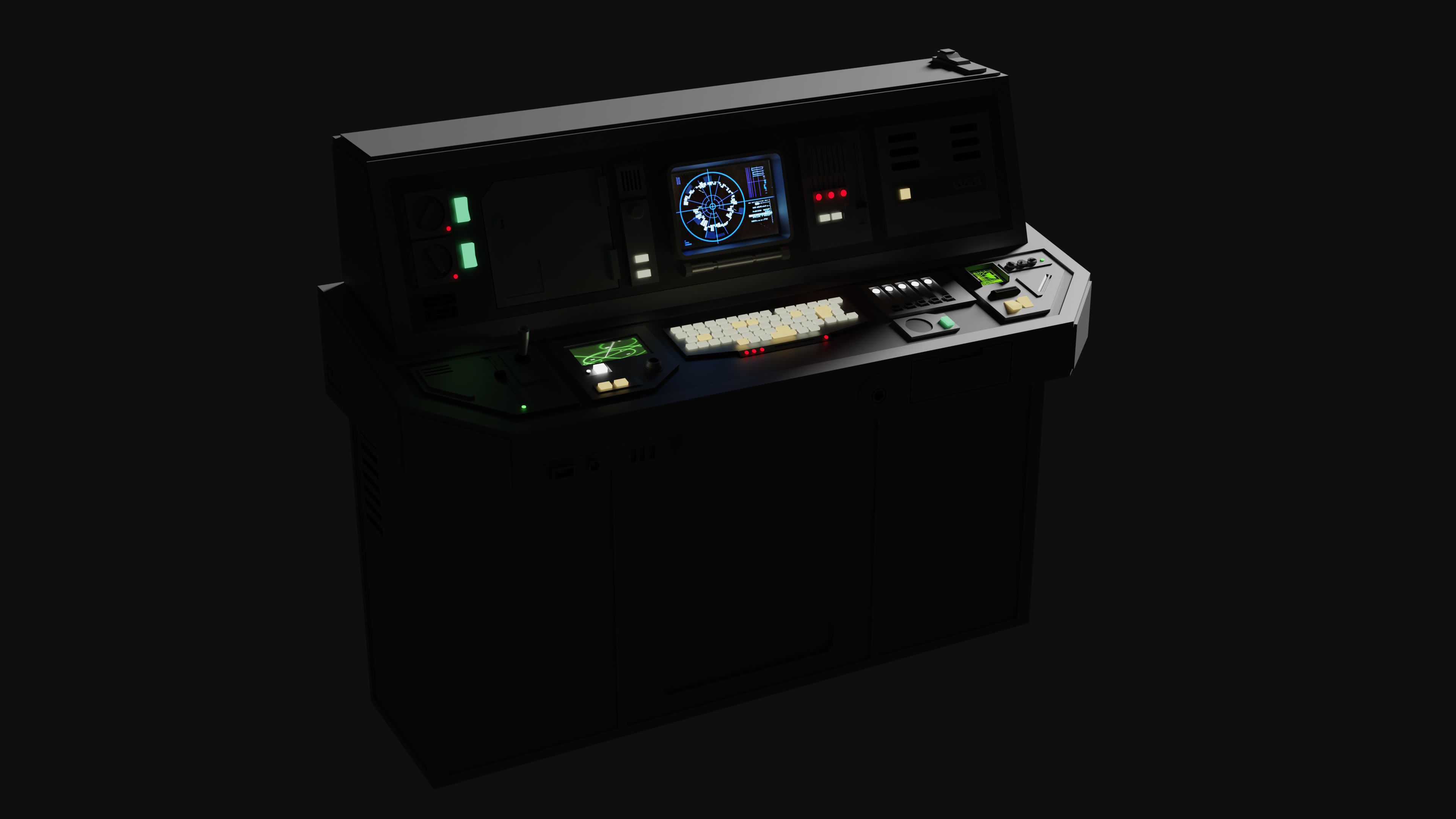 Retro Sci-Fi Computer Stations - Control Panels Kit - 5 Models   3D model_14
