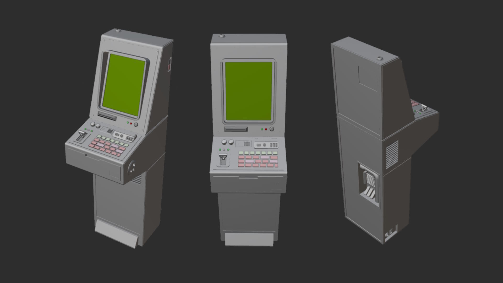 Retro Sci-Fi Computer Stations - Control Panels Kit - 5 Models   3D model_4