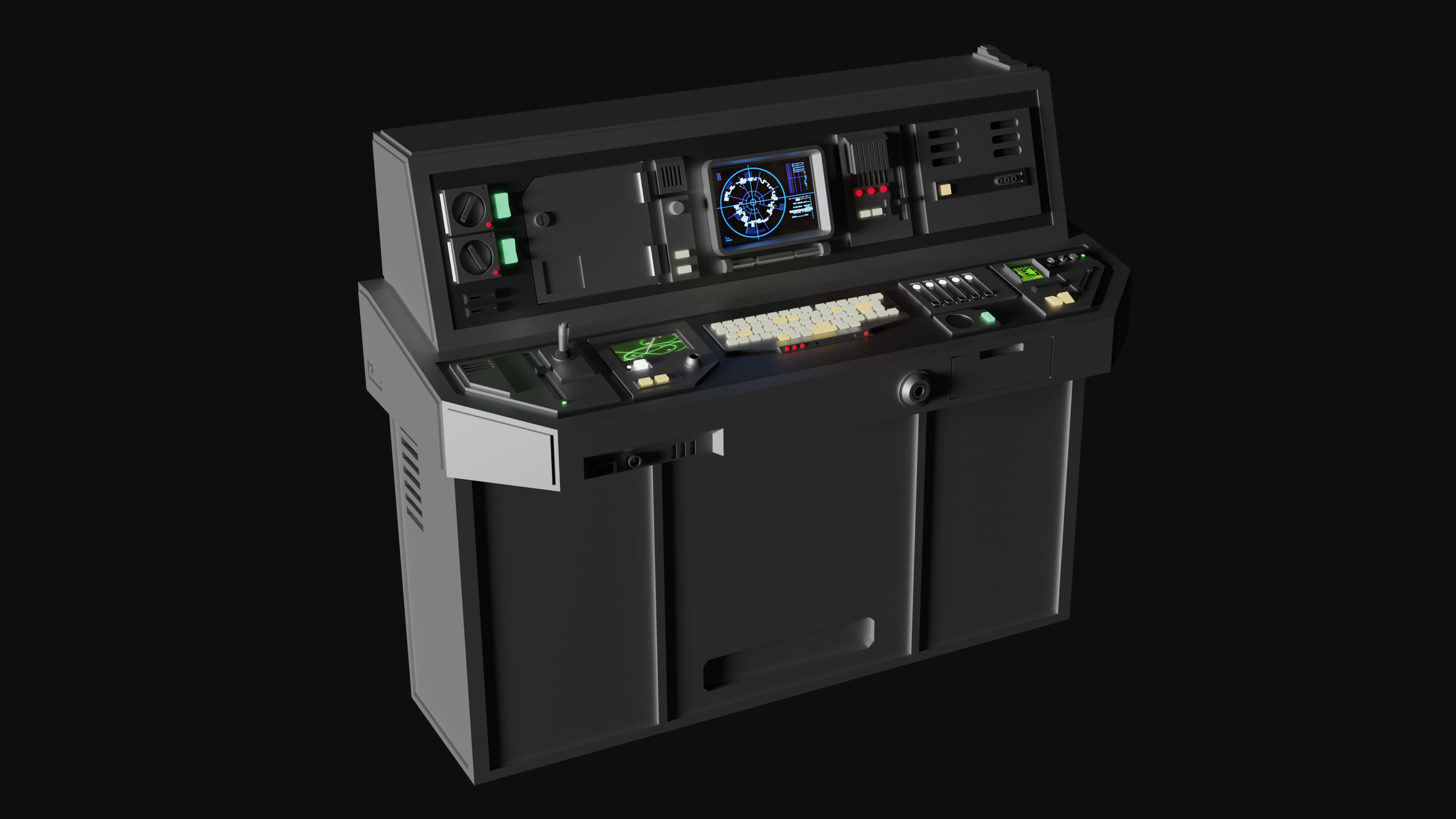 Retro Sci-Fi Computer Stations - Control Panels Kit - 5 Models   3D model_13