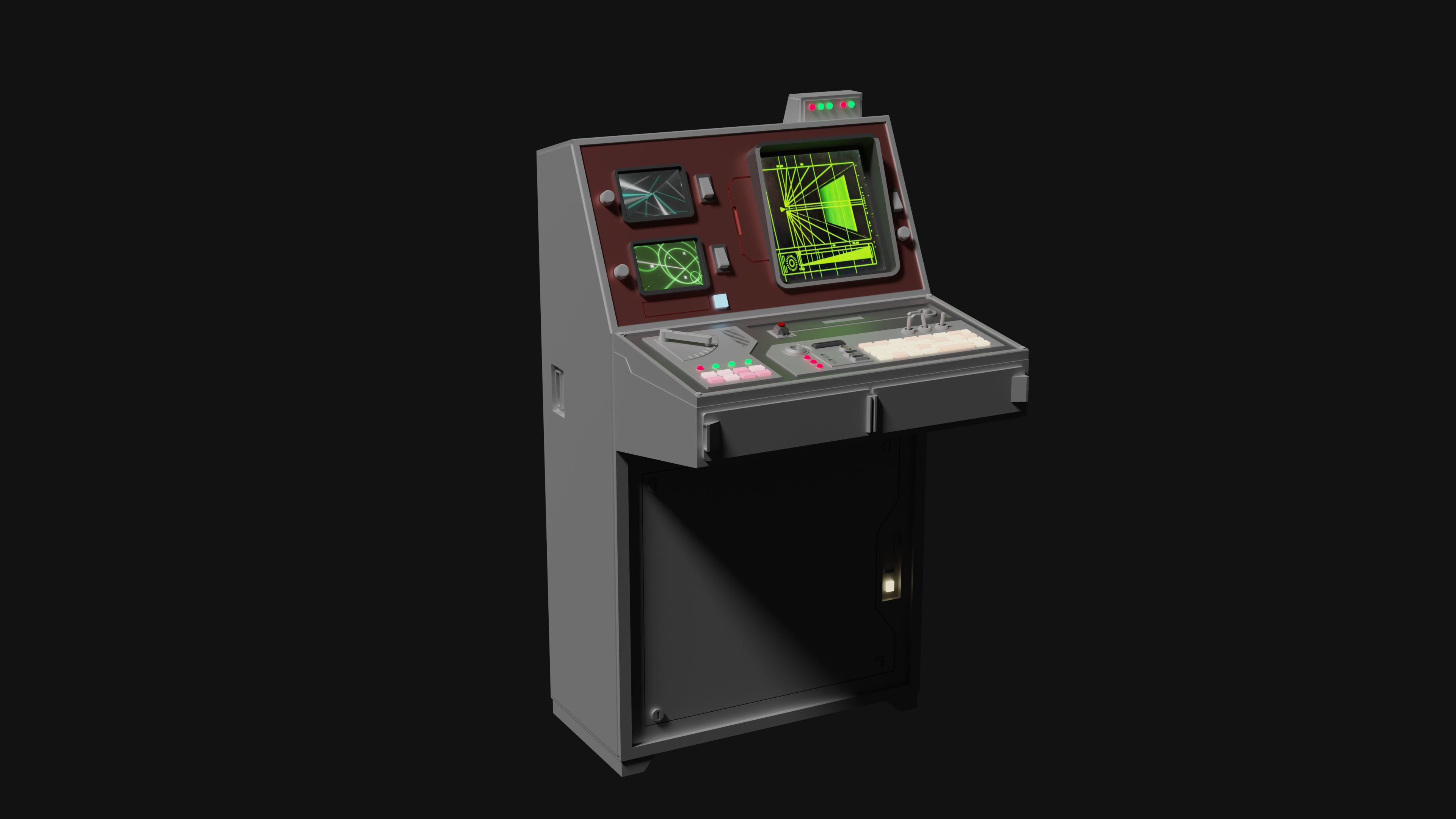 Retro Sci-Fi Computer Stations - Control Panels Kit - 5 Models   3D model_9