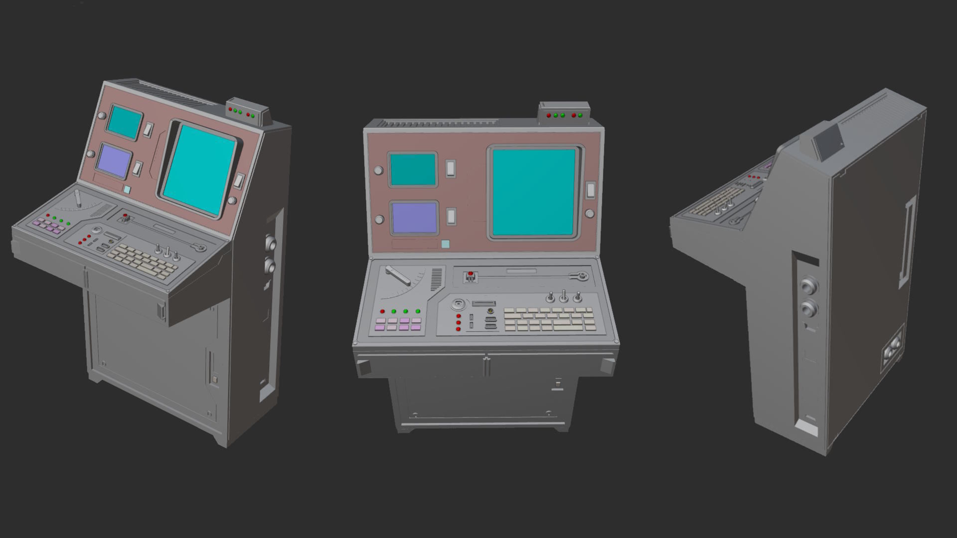 Retro Sci-Fi Computer Stations - Control Panels Kit - 5 Models   3D model_12