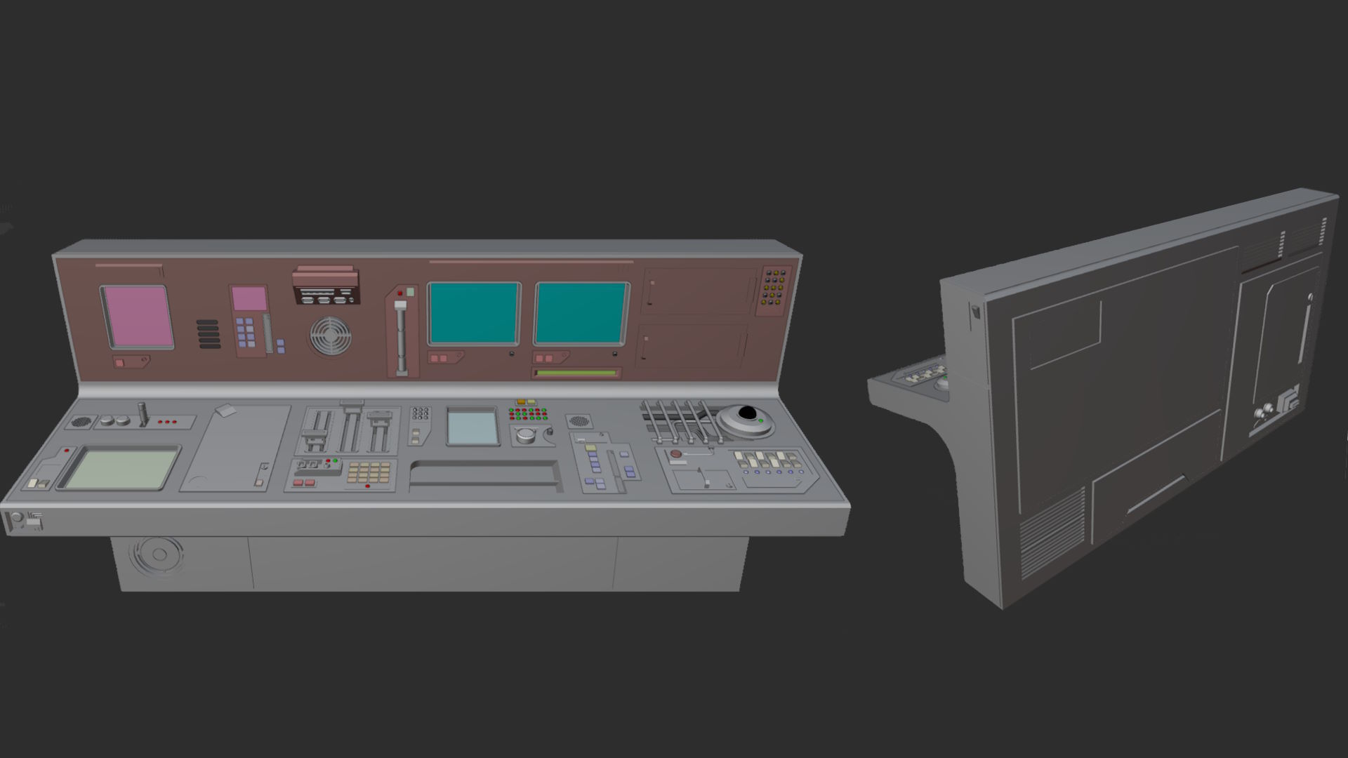 Retro Sci-Fi Computer Stations - Control Panels Kit - 5 Models   3D model_8