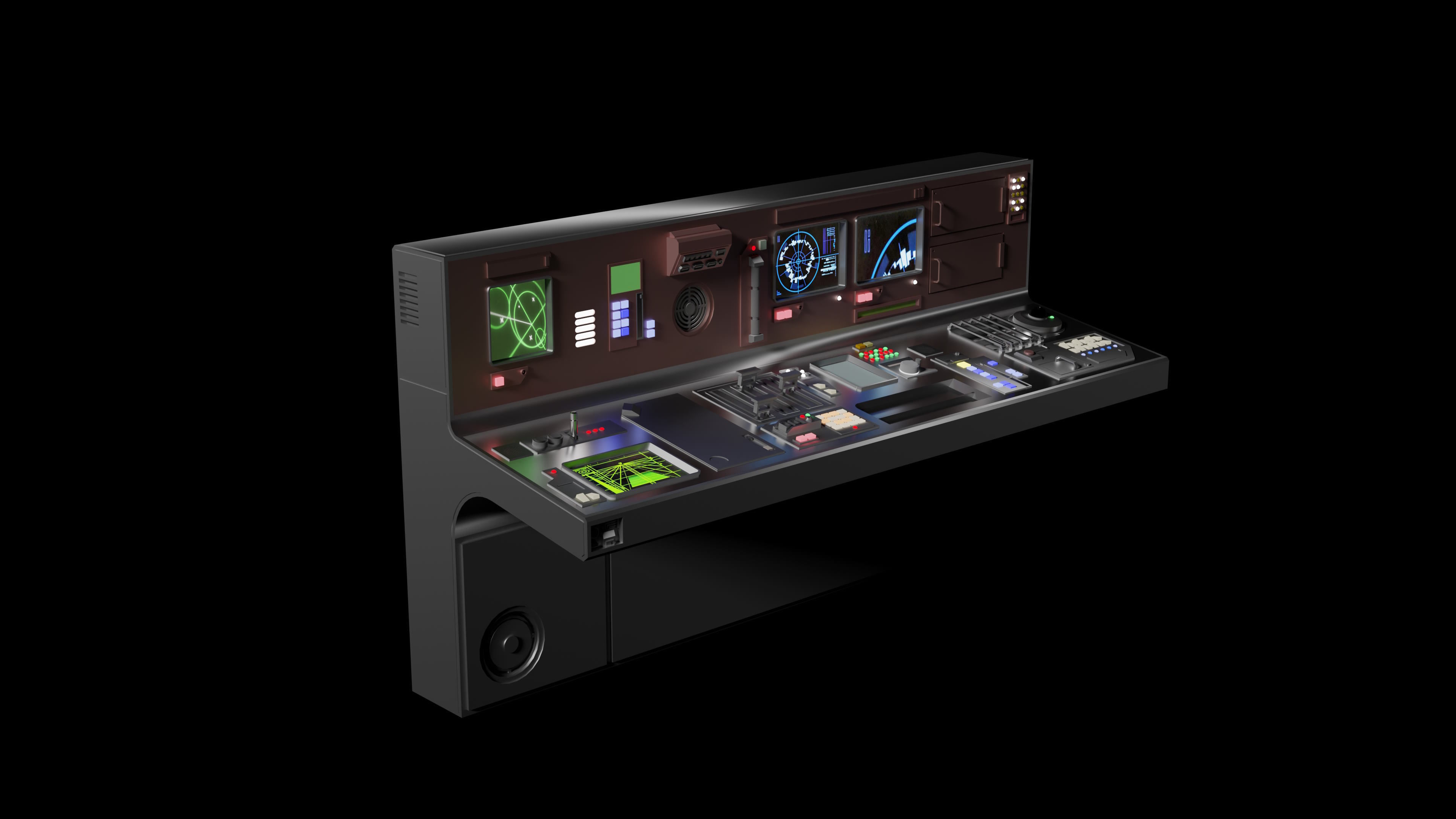 Retro Sci-Fi Computer Stations - Control Panels Kit - 5 Models   3D model_5