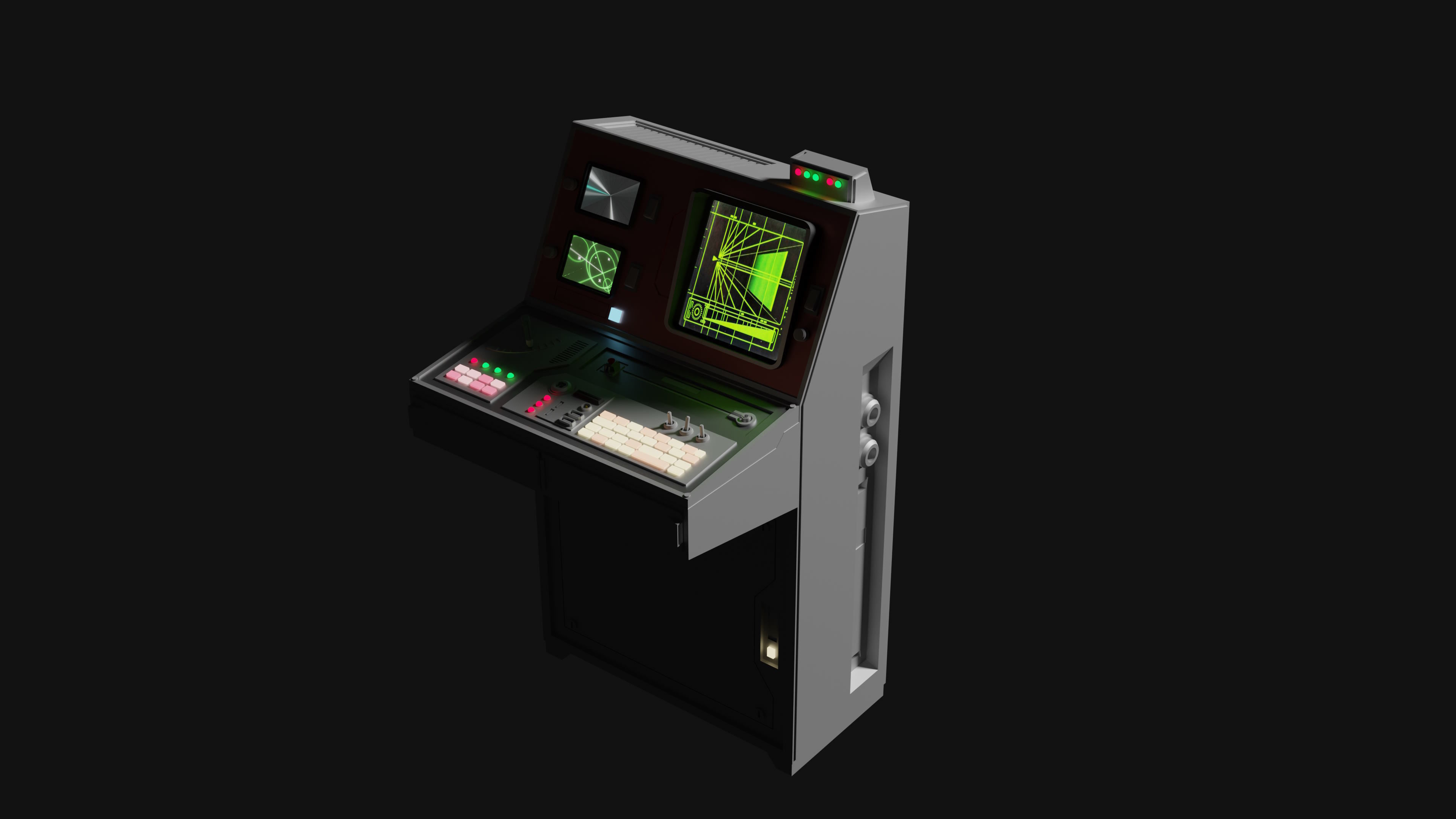 Retro Sci-Fi Computer Stations - Control Panels Kit - 5 Models   3D model_11
