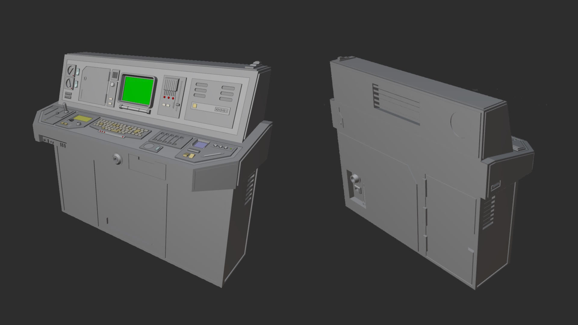 Retro Sci-Fi Computer Stations - Control Panels Kit - 5 Models   3D model_16