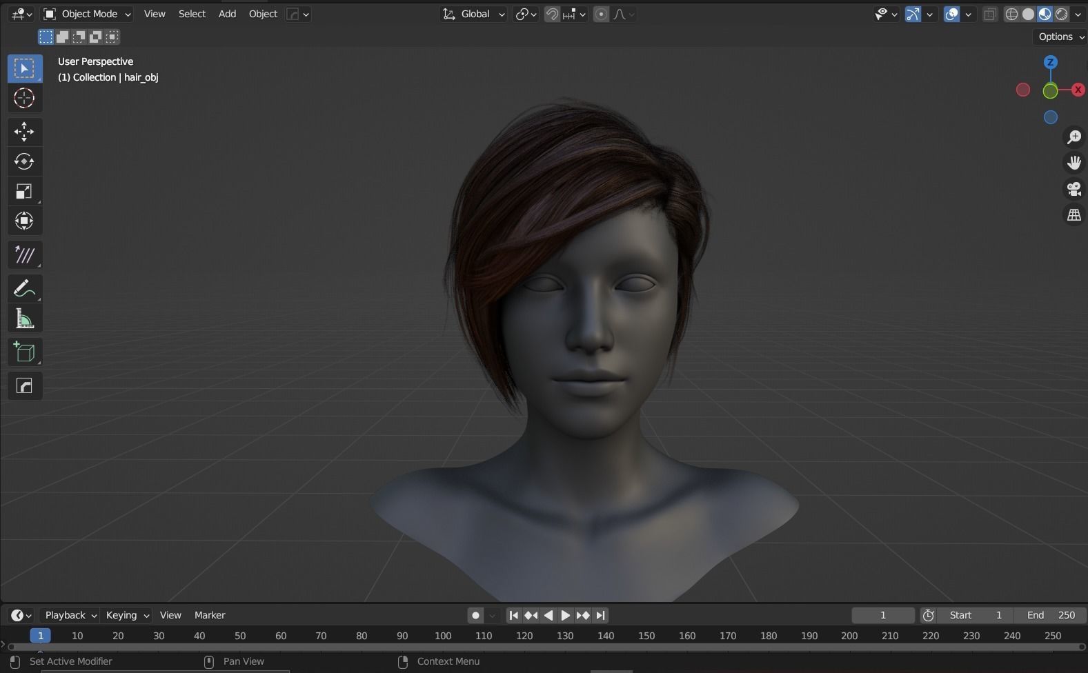 Real Time Hair Card Female Hairstyle part 01 Low-poly 3D model_13