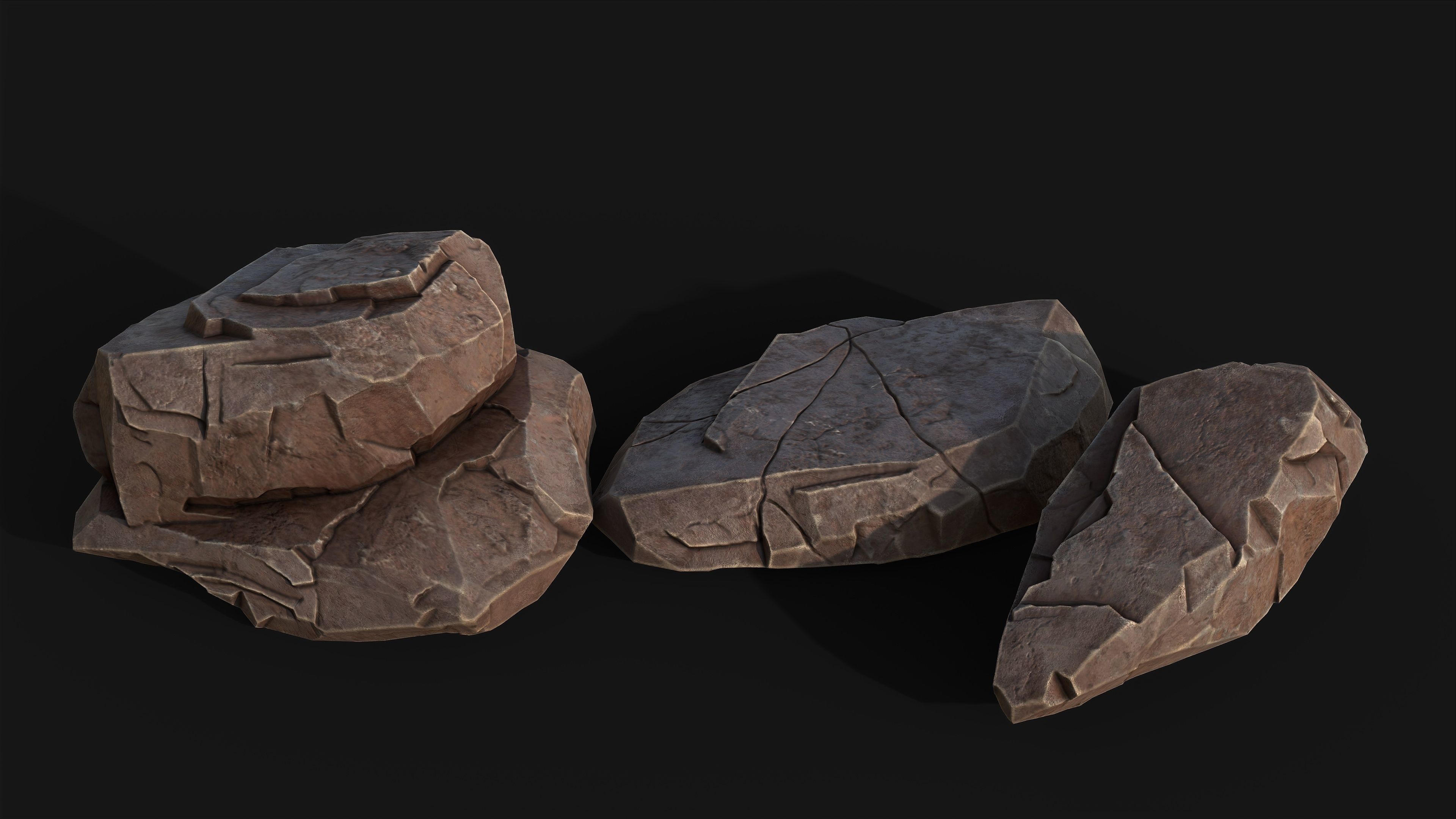 Stlized Rock Model Low-poly 3D model Free low-poly 3D model_2
