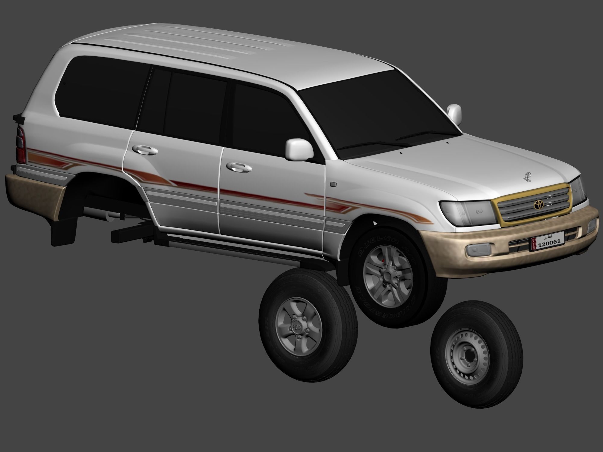 Toyota Land Cruiser J100 GXR 2004 high quality with engine 3D model_2