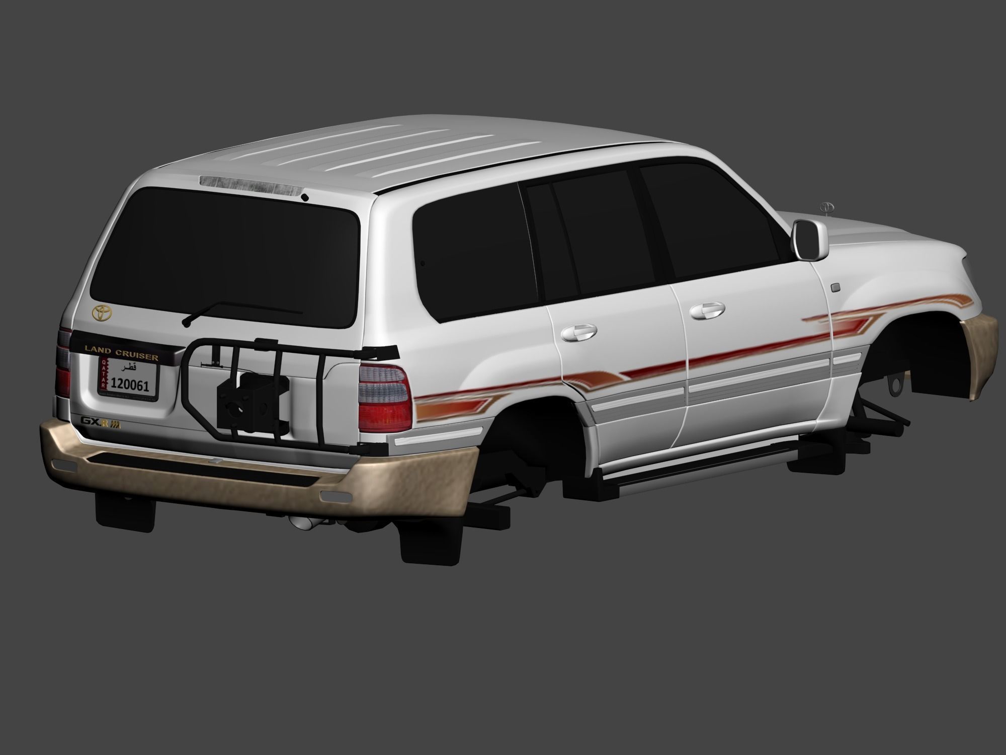 Toyota Land Cruiser J100 GXR 2004 high quality with engine 3D model_3