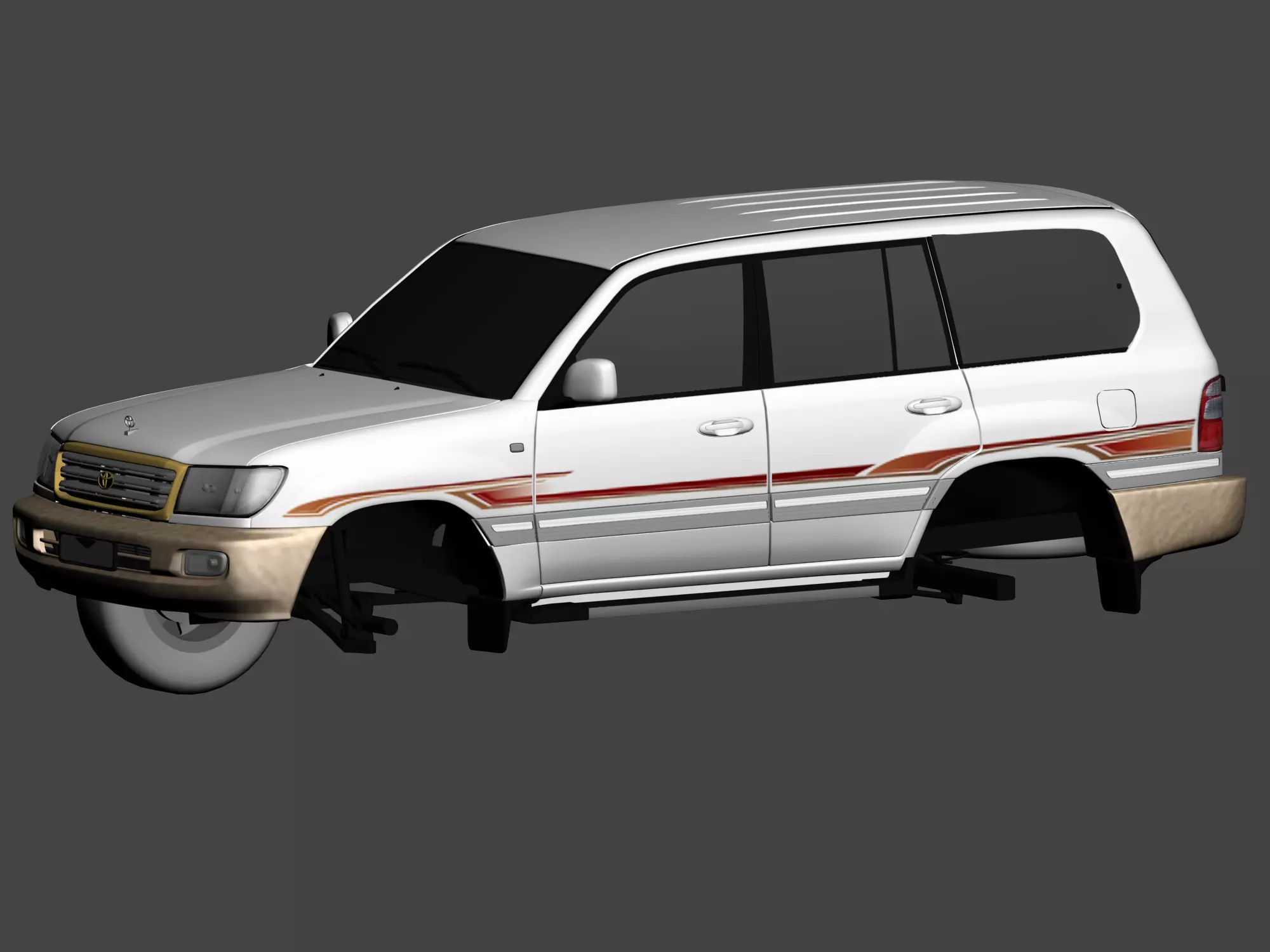 Toyota Land Cruiser J100 GXR 2004 high quality with engine 3D model_0